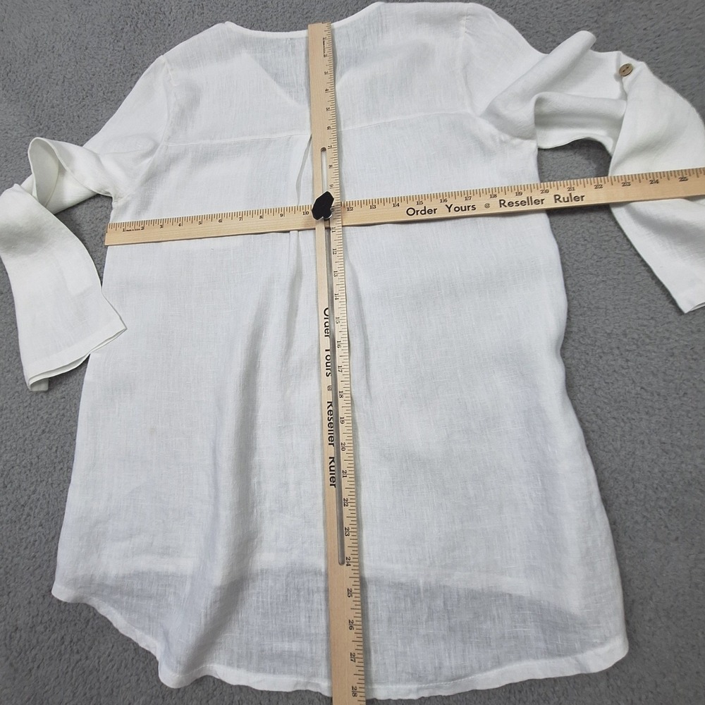 Terzo Millennio Tunic Womens Medium White 100% Linen Made in Italy Boho Top - Picture 4 of 6